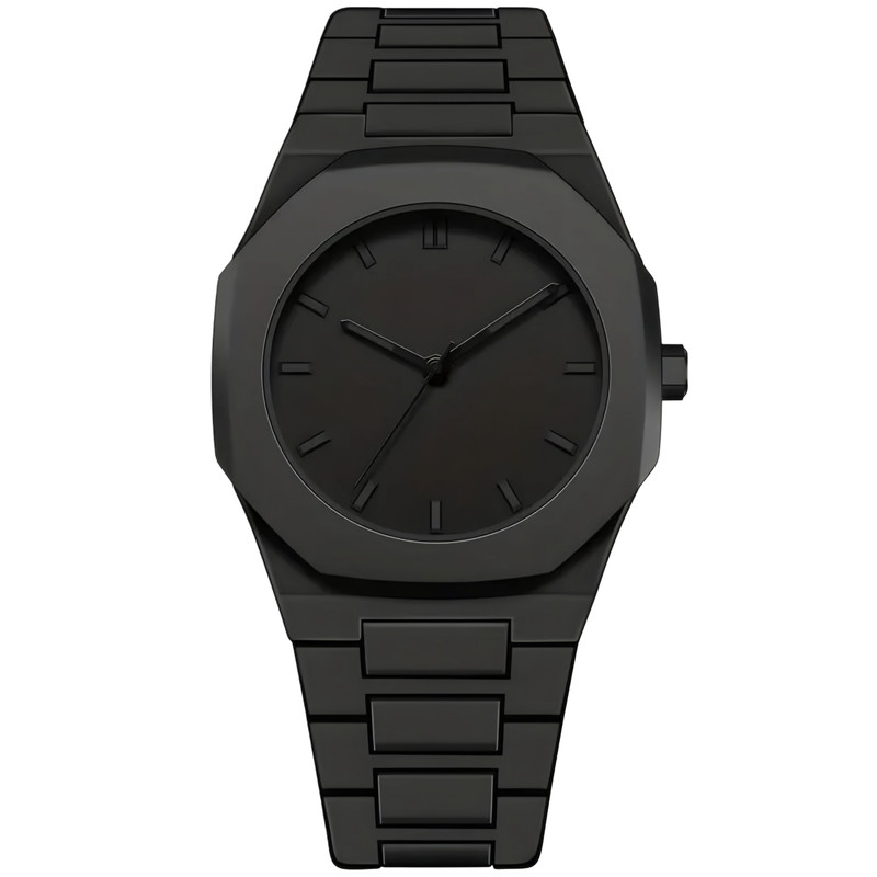 ساعت مچی کوارتز فول بلک اسپرت بند سبک قفل مخفی